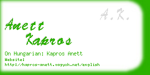 anett kapros business card